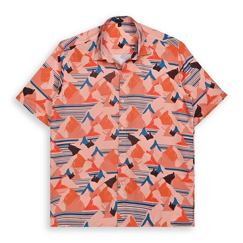 VIBRANT ORANGE & BLUE MOUNTAIN PRINTED SHIRT