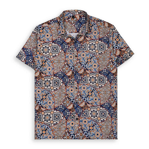 BLUE & BROWN  PAISLEY PRINTED SHIRT