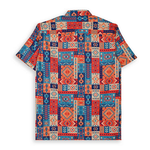 CAPTIVATING ORANGE & BLUE PRINTED SHIRT