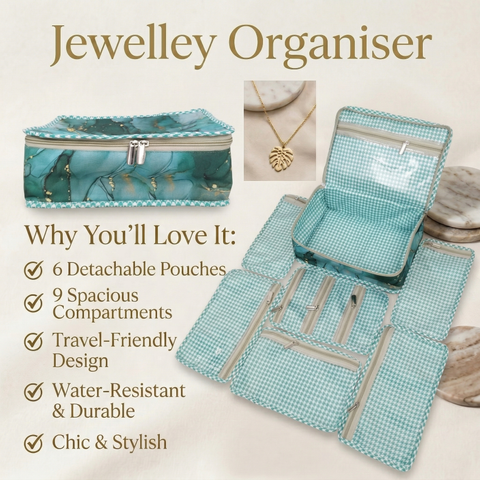 EMERALD GOLD MARBLE PRINT JEWELRY ORGANIZER