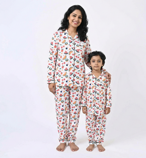 Mix Fruit Printed Kids Night Suit