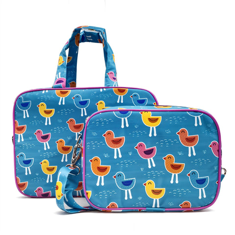 PLAYFUL BIRDS PRINT TRAVEL BAG