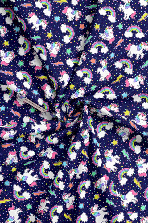 Navy blue unicorn print
