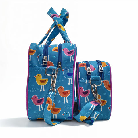 PLAYFUL BIRDS PRINT TRAVEL BAG