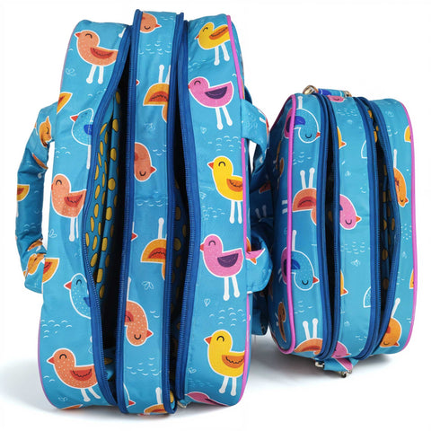 PLAYFUL BIRDS PRINT TRAVEL BAG