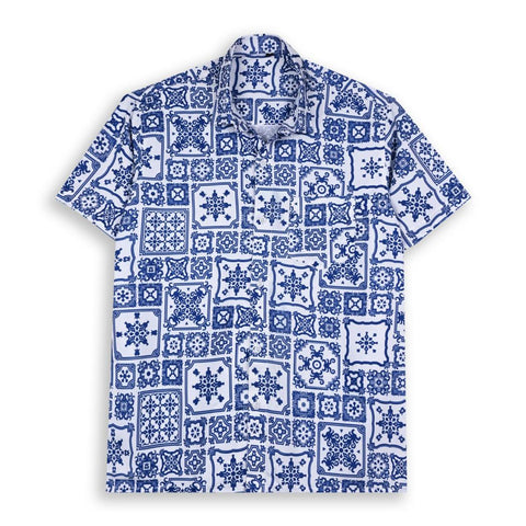BLUE AND WHITE CONTEMPORARY PRINTED SHIRT