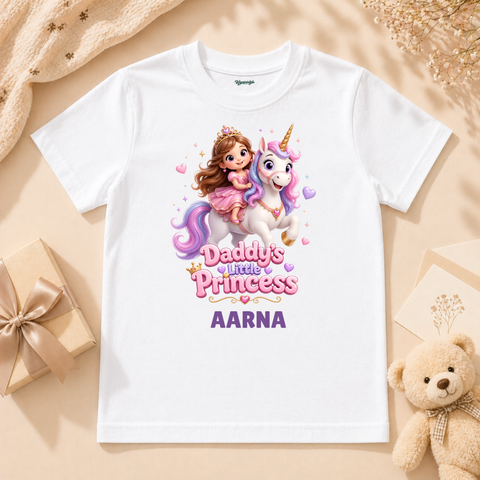 Adorable Princess Riding Unicorn For Baby Girl With Magical Fantasy Theme
