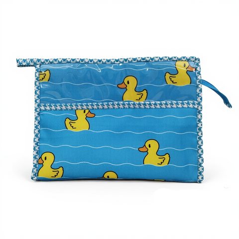 QUACKY WAVES PRINT TRIOZIP TOILETRY BAG