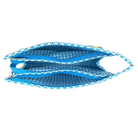 QUACKY WAVES PRINT TRIOZIP TOILETRY BAG