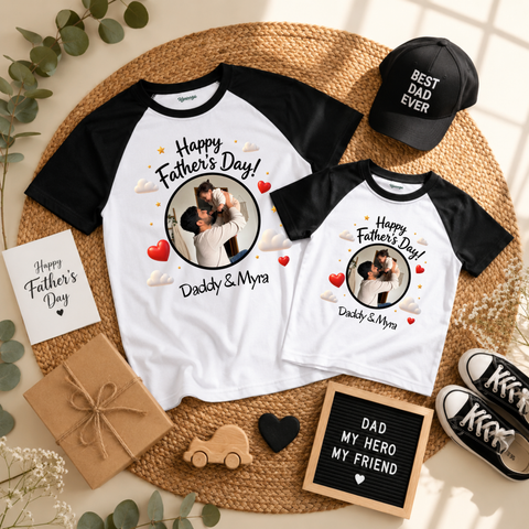 Daddy & Me Personalized Father’s Day Raglan Combo T-Shirt