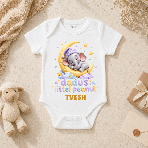 Dadu’s Little Peanut Cute Sleeping Elephant Moon And Stars Baby