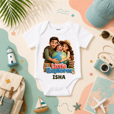 Global Travel Family Theme Little Explorer Personalized Name T Shirt