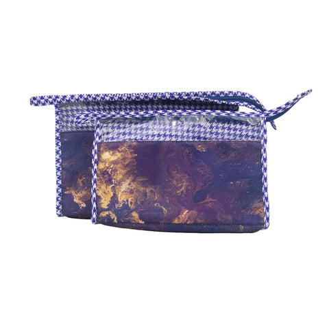 COSMIC MARBLE PRINT TRAVEL MAKEUP POUCH SET