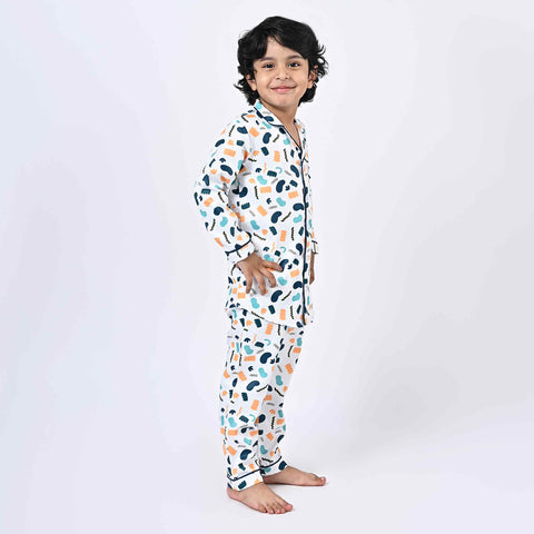 Abstract Printed Kids Night Suit