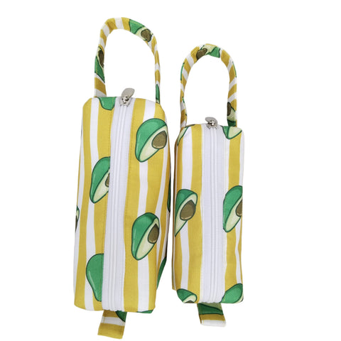 YELLOW STRIPE AVOCADO PRINT SMALL DUO POUCH SET