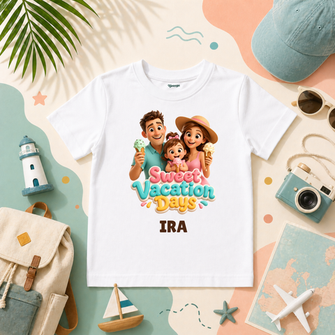 Ice Cream Family Holiday Theme Sweet Vacation Days Personalized Name T Shirt