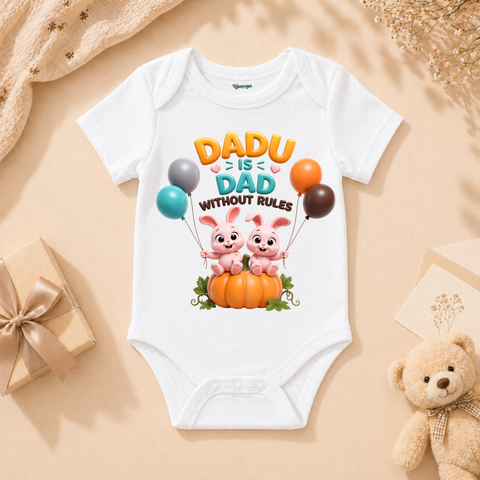 Adorable Dadu Love Theme Bunny Twins Sitting On Pumpkin Baby