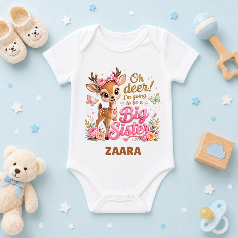 Oh Deer Im Going to Be Big Sister Custom Name Kids T Shirt
