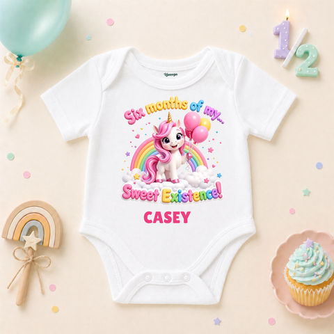 Unicorn 6 Months Milestone Custom Name T Shirt