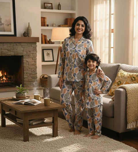 Tropical Flower Printed Night Suit