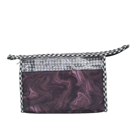 PLUM MARBLE PRINT TRAVEL MAKEUP POUCH SET