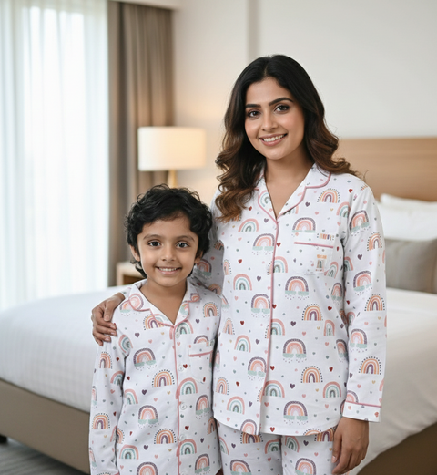 Rainbow Printed Kids Night Suit