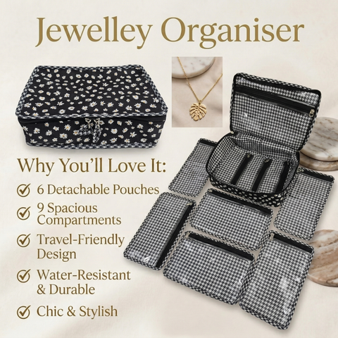 MIDNIGHT DAISY PRINT JEWELRY ORGANIZER
