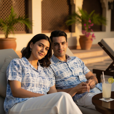 STYLISH BLUE AND WHITE PRINTED SHIRT