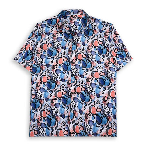 ORANGE AND BLUE ABSTRACT PRINTED SHIRT