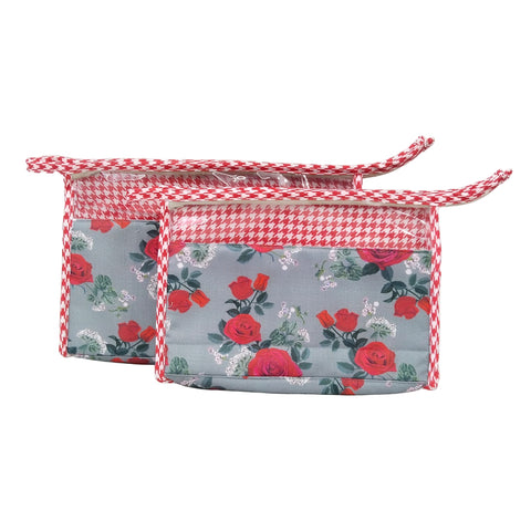 SCARLET ROSE PRINT TRAVEL MAKEUP POUCH SET