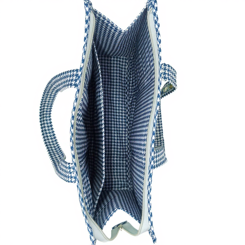 NAVY LEAF DRIFT PRINT SMALL TOTE BAG