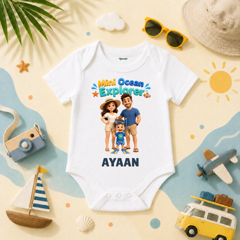 Beach Adventure Theme Mini Ocean Explorer Family Travel Vacation Custom Name T Shirt