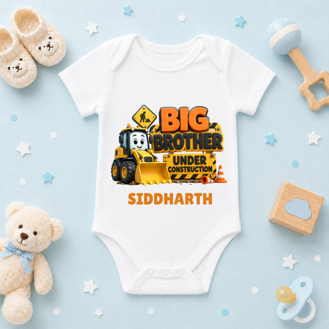 Big Brother Under Construction Custom Name Kids T Shirt