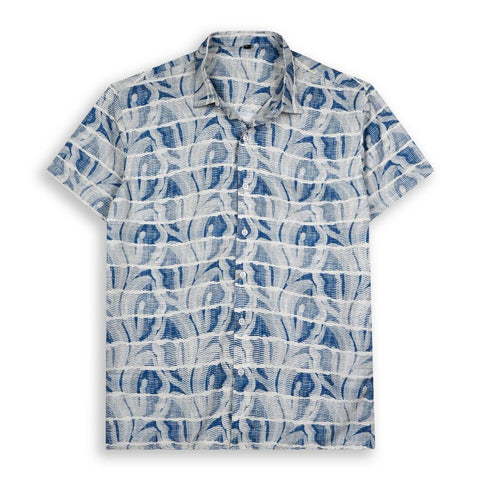 STYLISH BLUE AND WHITE PRINTED SHIRT