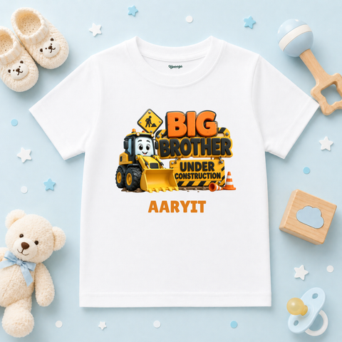 Big Brother Under Construction Custom Name Kids T Shirt