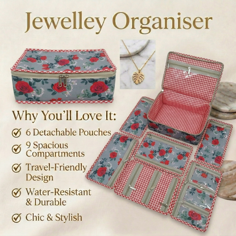 SCARLET ROSE PRINT JEWELRY ORGANIZER