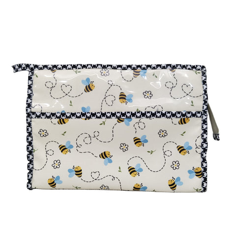 HONEYBEE DOODLE PRINT TRIOZIP TOILETRY BAG