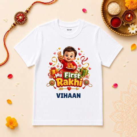 My First Rakhi Baby Boy Personalized Rakshabandhan Baby T-Shirt