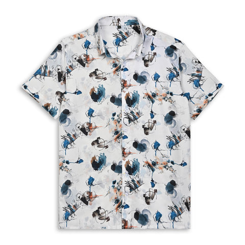 LIGHT GREY FLORAL PRINTED SHIRT