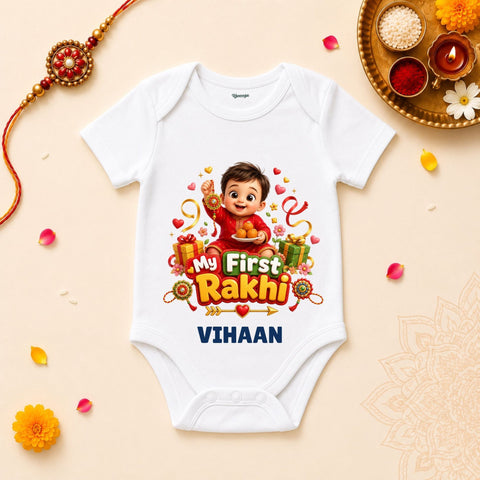 My First Rakhi Baby Boy Personalized Rakshabandhan Baby T-Shirt