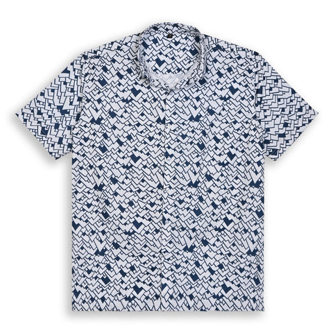 LIGHT BLUE GEOMETRIC PRINTED SHIRT