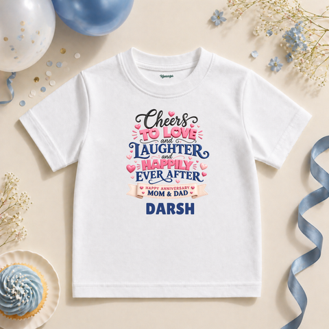 Custom Kids Anniversary T Shirt Cheers to Love Design