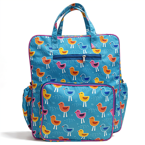 PLAYFUL BIRDS PRINT JUMBO BACKPACK