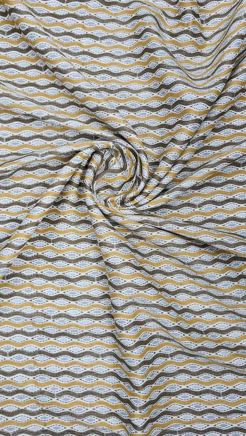 White and gold striped fabric