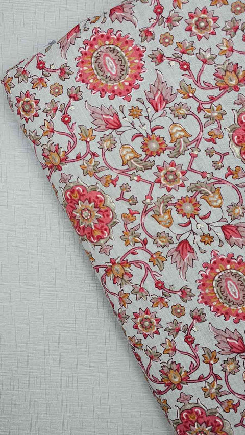 beautiful white and pink floral print fabric