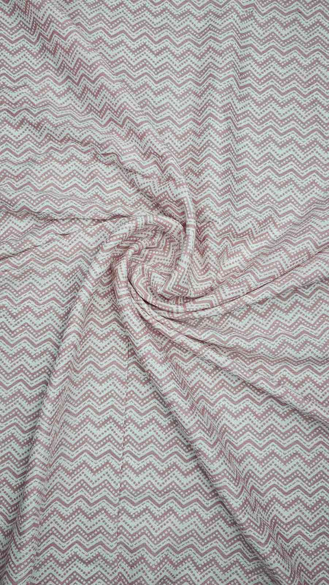 Stylish pink and white chevron fabric