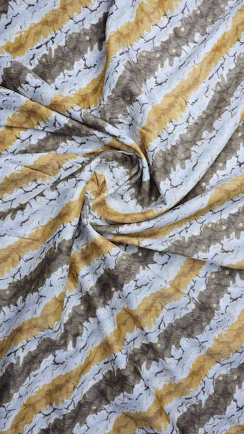 Yellow and white striped fabric