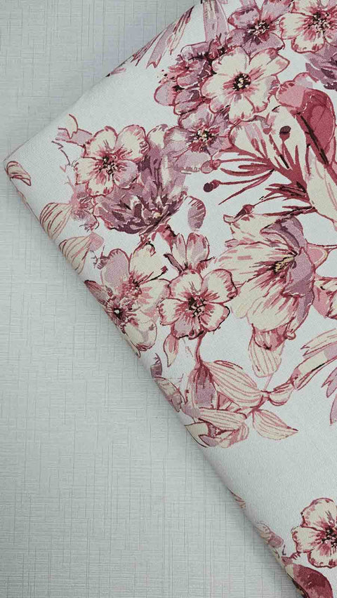 Elegant white and pink floral fabric