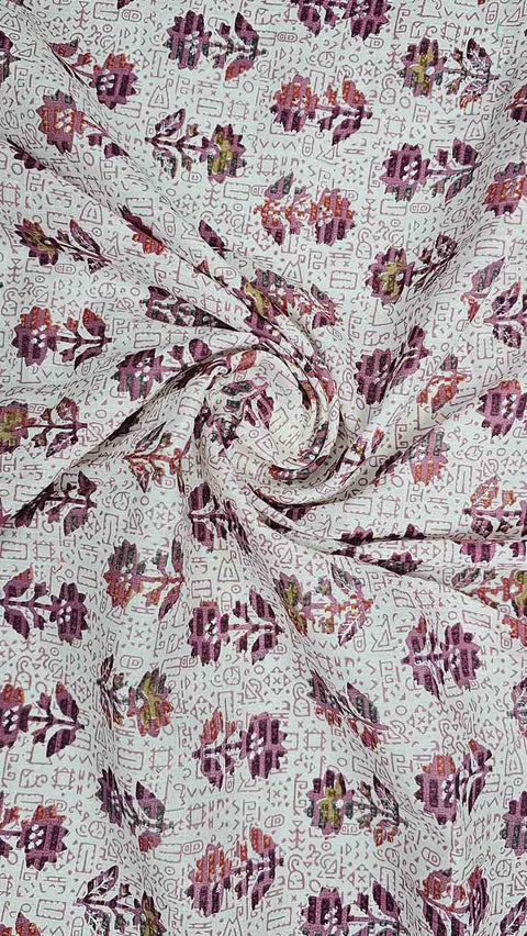 Elegant white and pink floral fabric