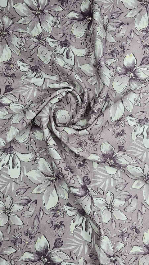 Purple floral with  white flowers